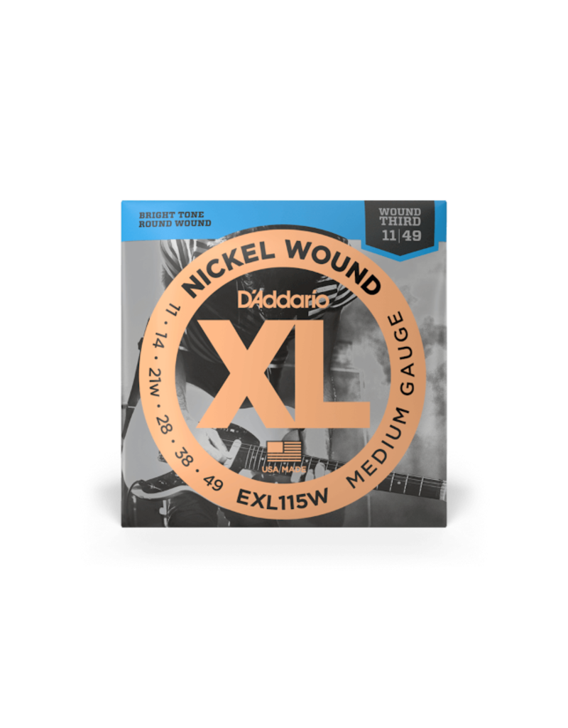 D'addario EXL115W medium gauge electric guitar strings with wound G