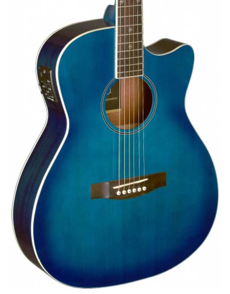 J.N. Guitars BES-ACE TBB Acoustic/Electric guitar transparant blueburst