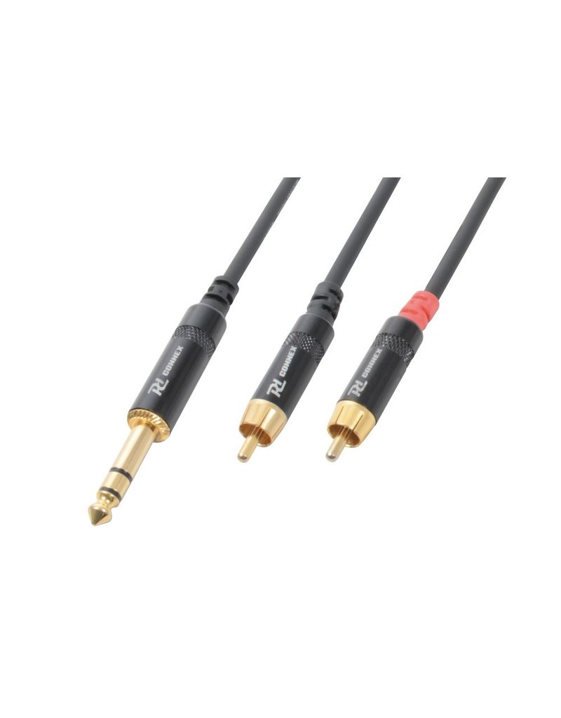 Power Dynamics Audio kabel 6,3mm jack stereo naar 2x RCA male 1,5m