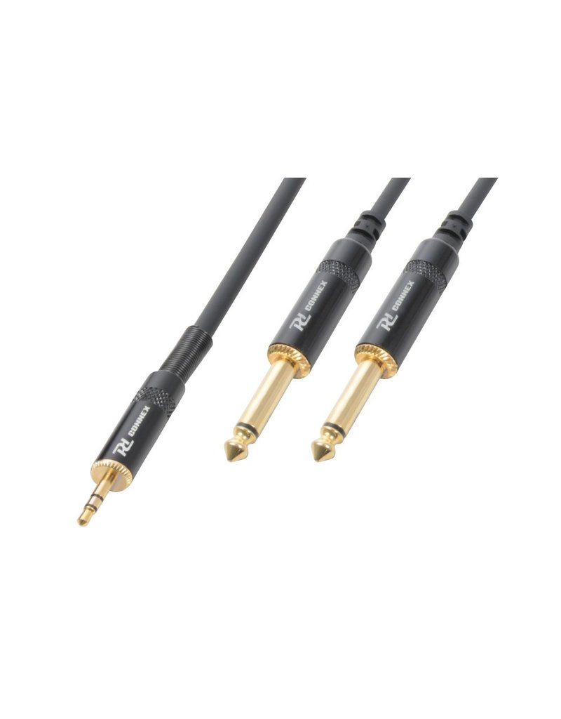 Power Dynamics Audio kabel 3,5mm jack stereo naar 2x 6,3mm jack mono male 1,5m