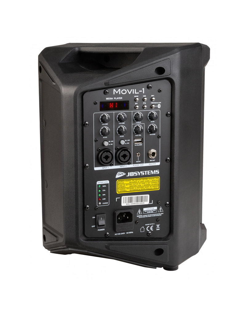 JB Systems Movil-1 Compacte multifunctionele speaker met interne media speler + Bluetooth