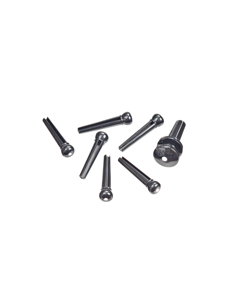 D'addario Plastic bridge pins ebony with ivory dot