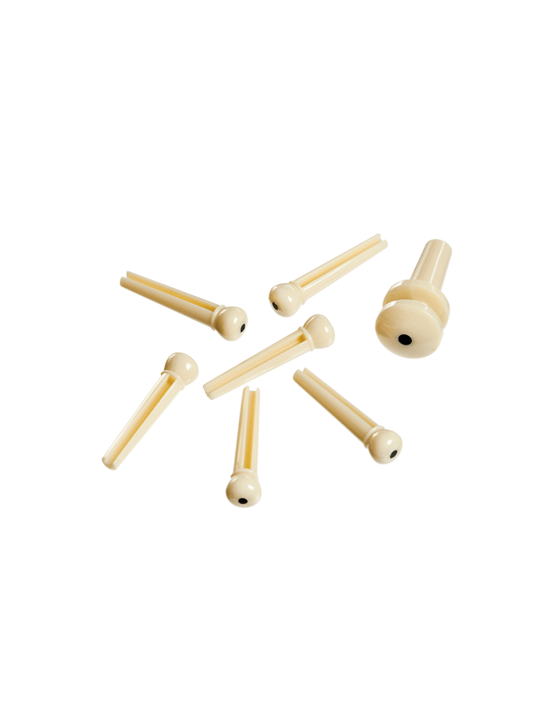 D'addario Plastic bridge pins ivory with ebony dot