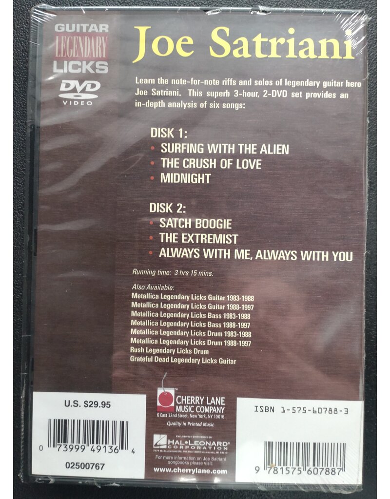 Hal Leonard Guitar Legendary Licks Joe Satriani DVD