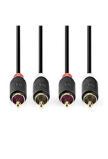 Nedis Stereo audiokabel 2x tulip naar 2x tulip 2 meter