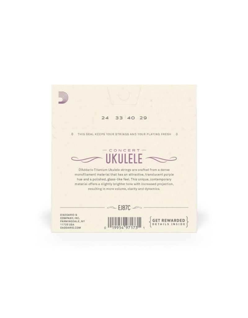 D'addario EJ87C Titanium concert ukulele strings