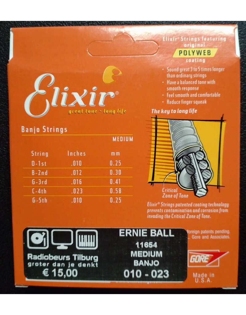 Elixir 11650 Polyweb 5 snarige medium banjo snaren 010-023