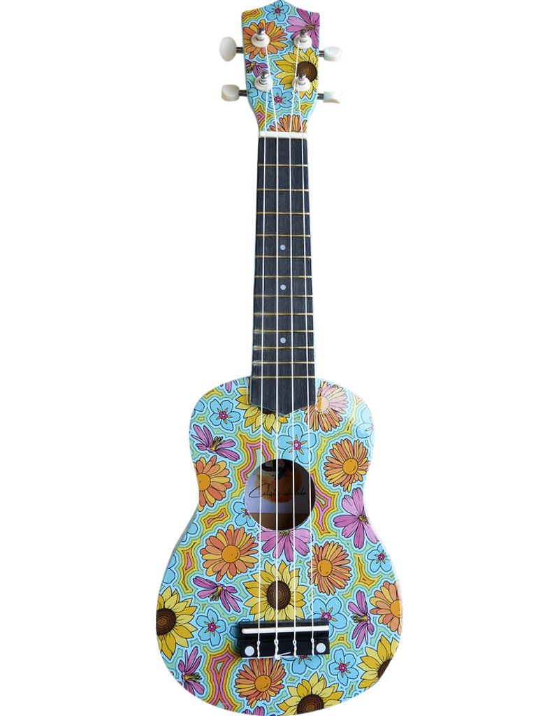 CLX Music Calista 21 soprano ukulele flowers-1
