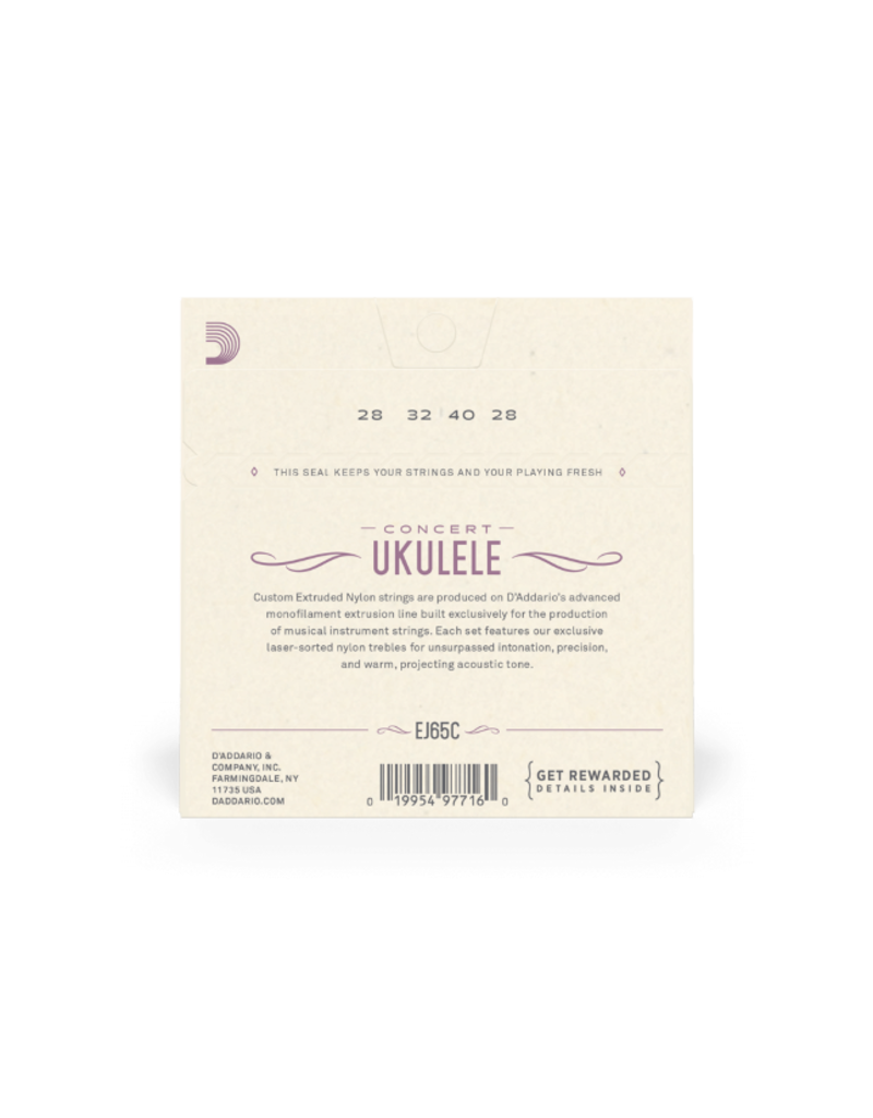 D'addario EJ65C Clear nylon concert ukulele strings