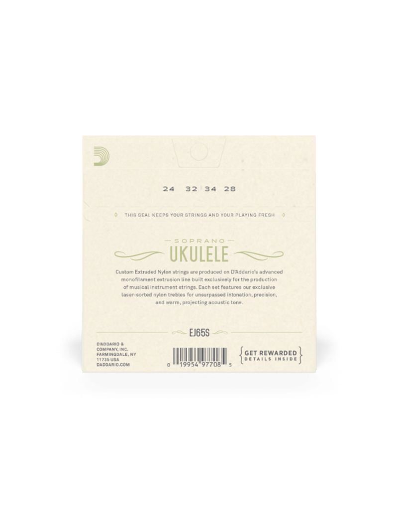 D'addario EJ65S Clear nylon sopraan ukelele snaren