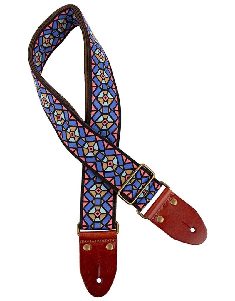Gaucho Classic jacquard series blue/pink guitar strap