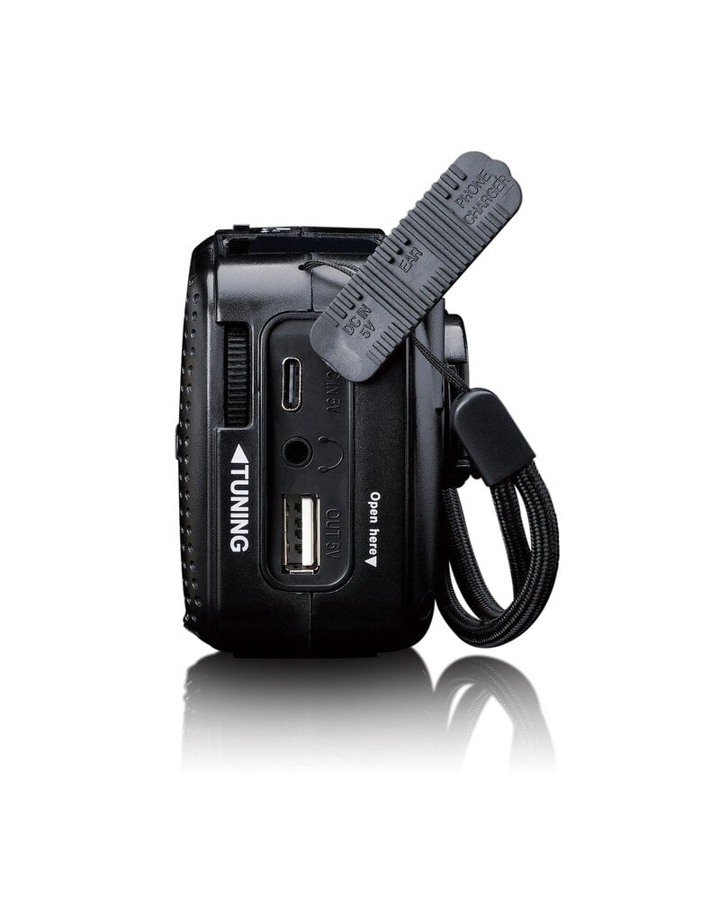 Lenco MCR-113  Portable wind-up emergency radio, flashlight and power bank in one