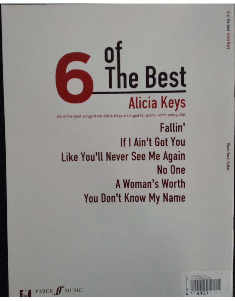 Faber Music Alicia Keys - 6 of The Best - Piano, Zang en Gitaar