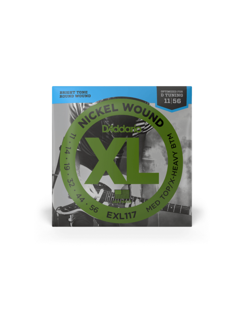 D'addario EXL117 Medium top/Extra heavy bottom electric guitar strings 011-056