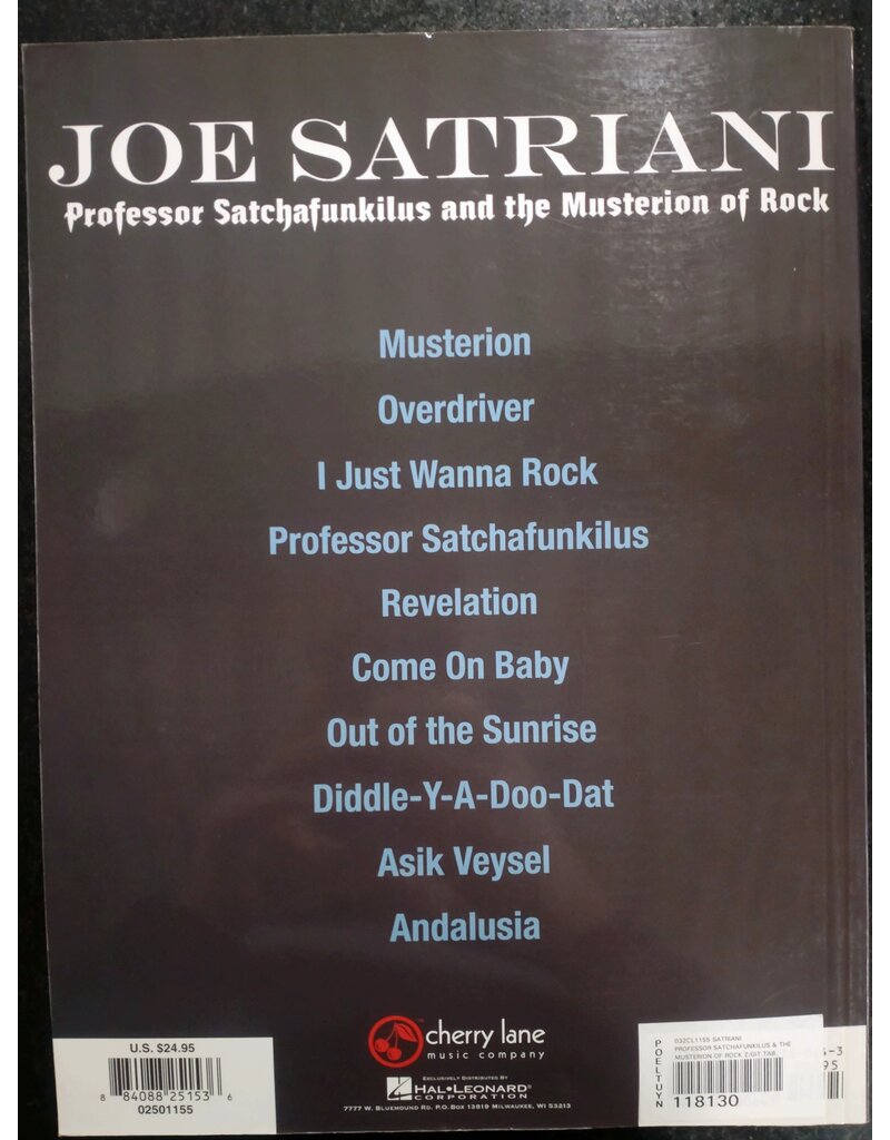 Cherry Lane Music Company Joe Satriani - Professor Satchafunkilus and the Musterion of Rock - Guitar with tablature