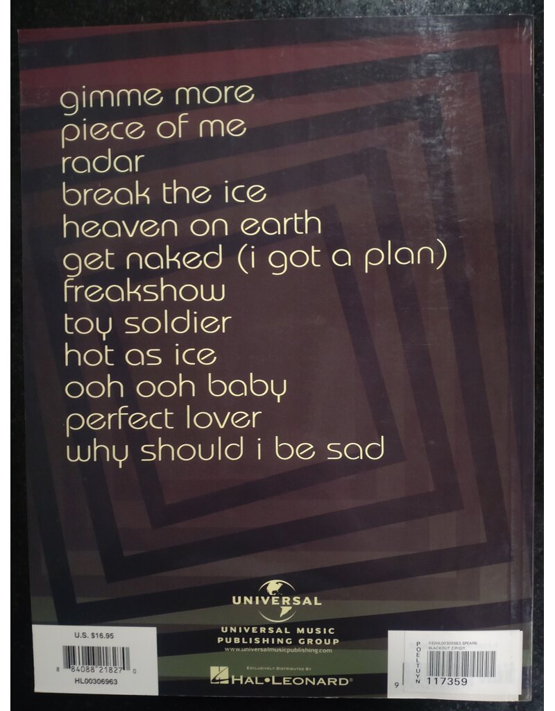 Hal Leonard Britney Spears - Blackout- Piano, Zang en Gitaar