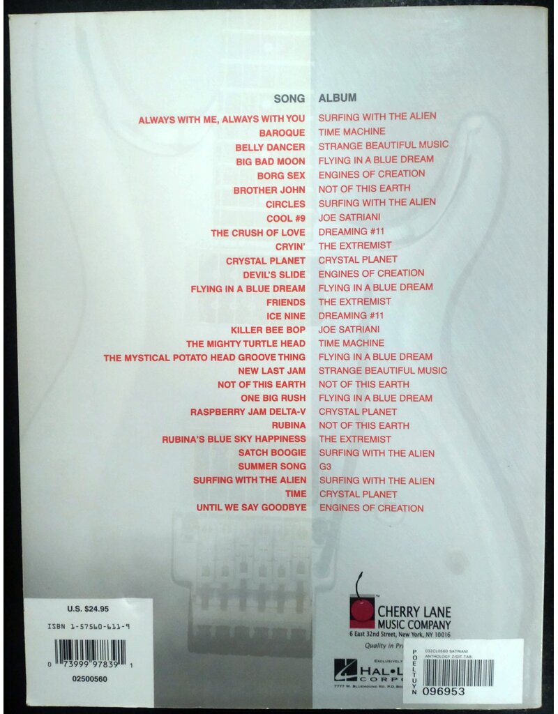 Cherry Lane Music Company Joe Satriani - Anthology - Guitar with tablature