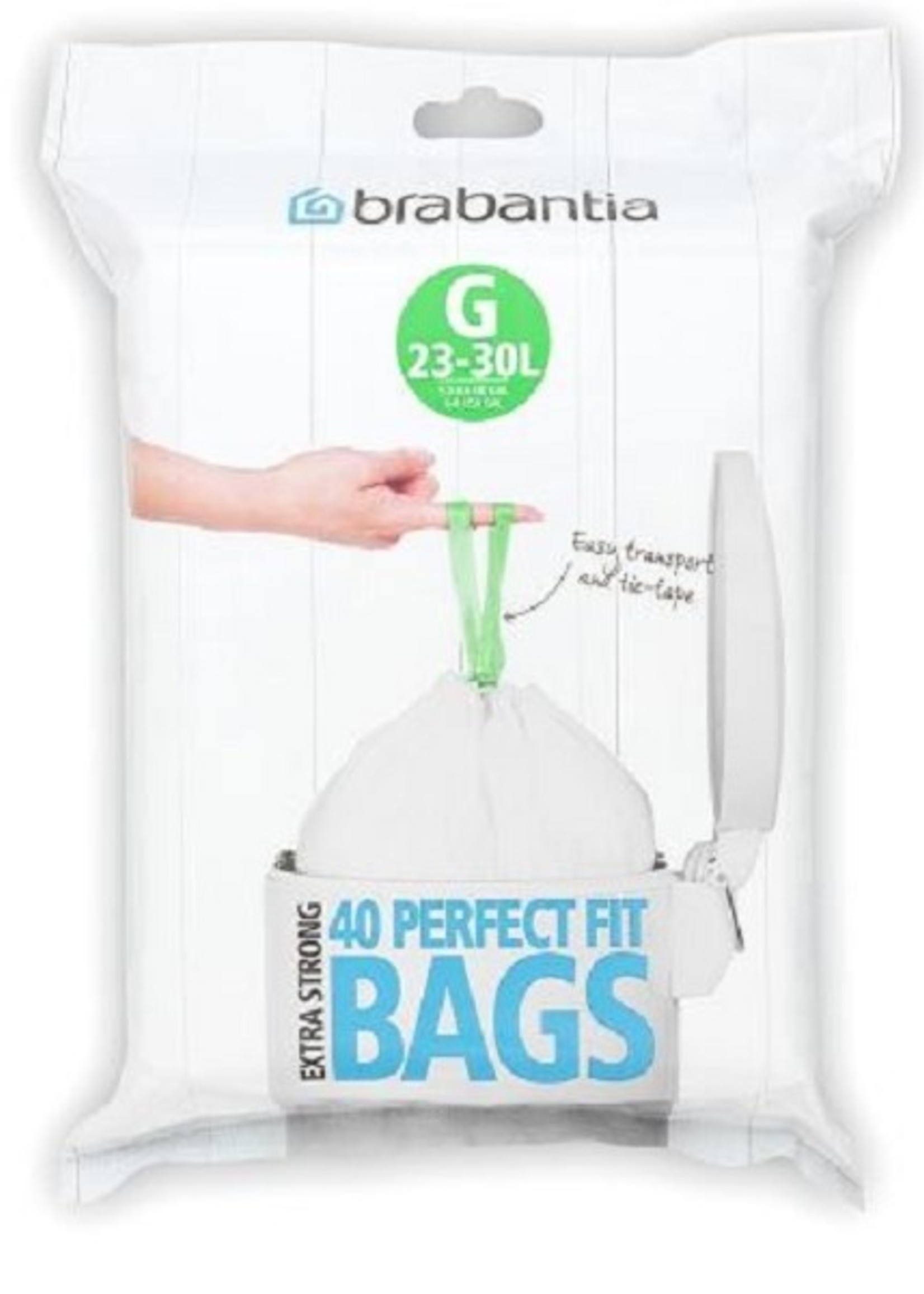 Brabantia afvalzak disp. G23-30ltr 40st wit met trekbandsluiting