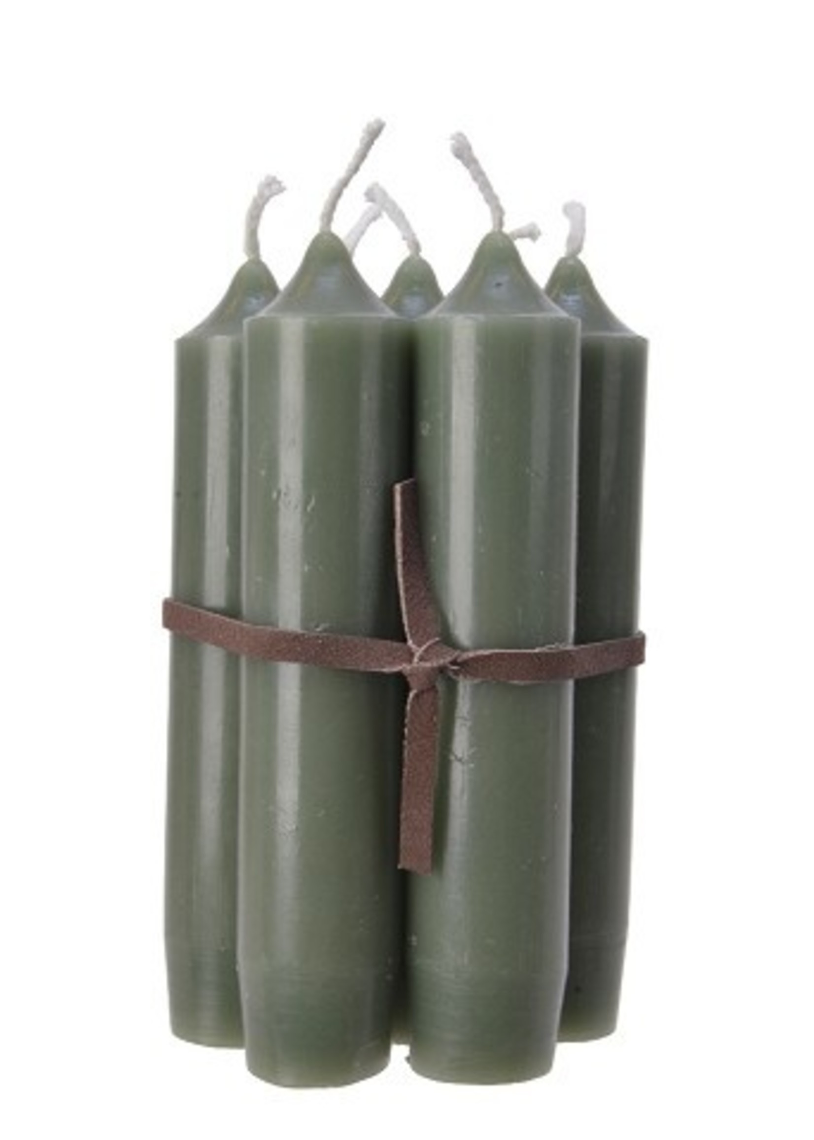 Puntkaars wax Bundel a 7 stuks 6,5x6,5x11cm salie groen