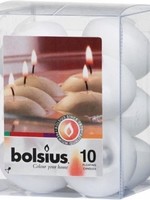 Bolsius Drijfkaarsen - 10 stuks - Wit