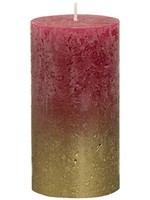 Bolsius stompkaars Rustiek Fading metallic goud wijnrood 130/68