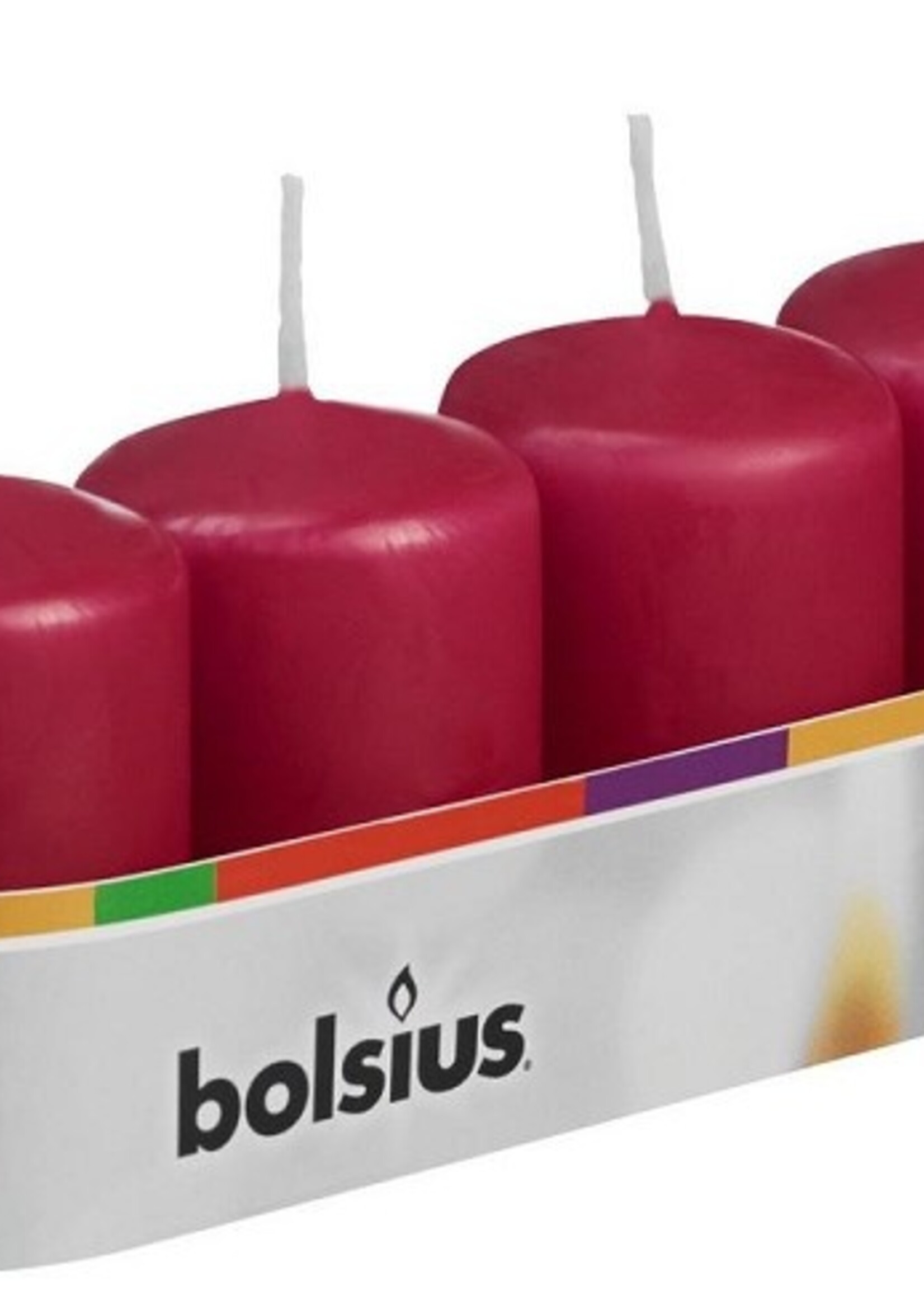 Bolsius Bolsius stompkaars 60/40 tray a 4 stuks wijnrood