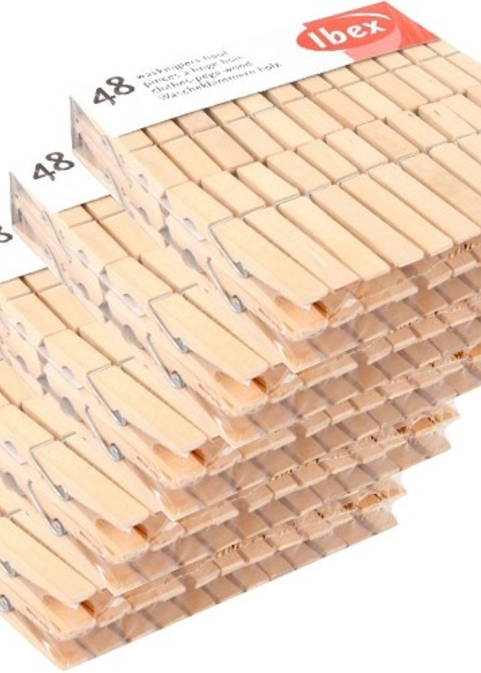 Ibex wasknijpers hout 5 pak van 48 stuks