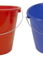 Huishoudemmer 10 ltr blauw of rood gesorteerd met stalen hengsel