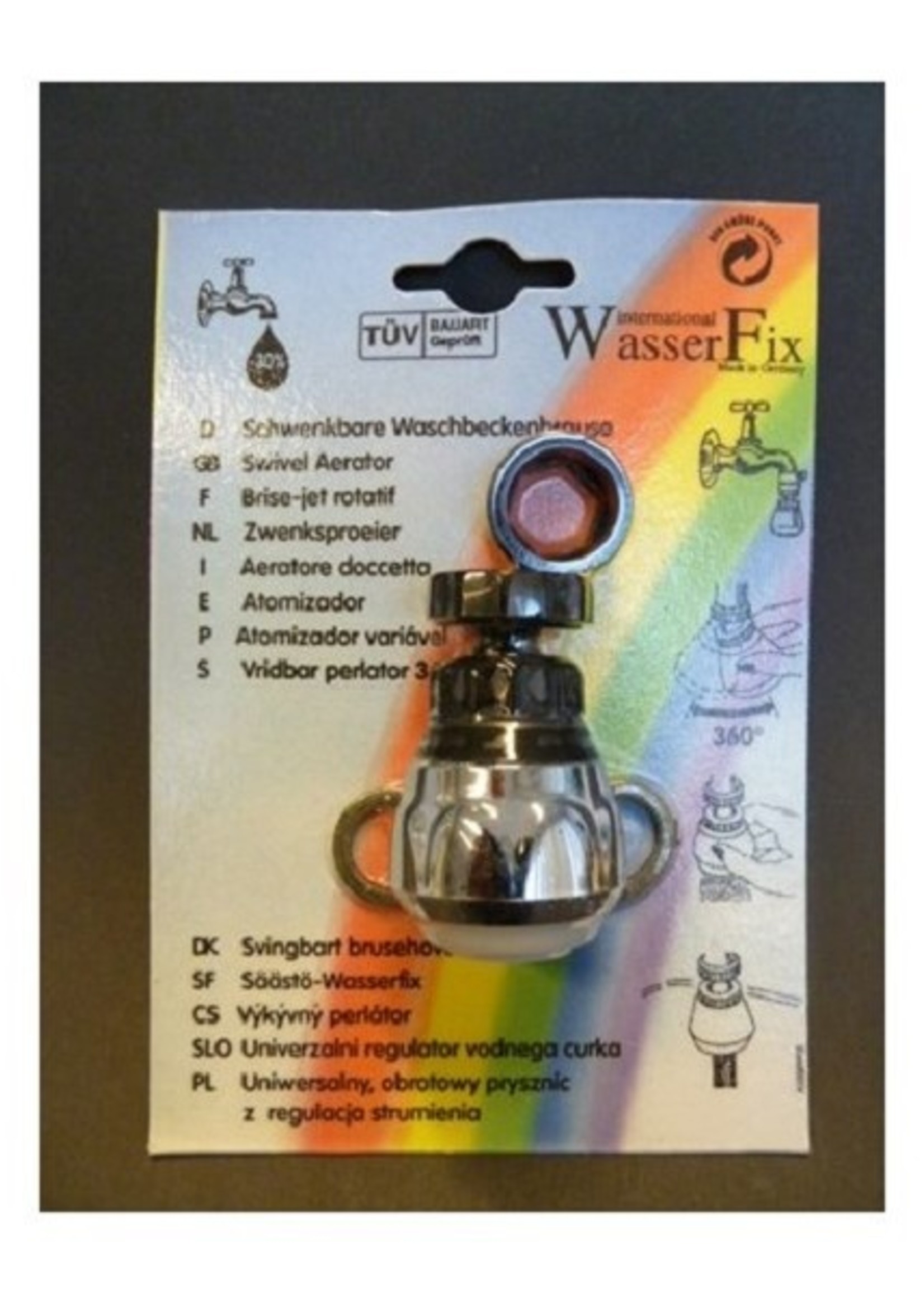 Wasserfix zwenkbare kraandouchekop zwart chroom