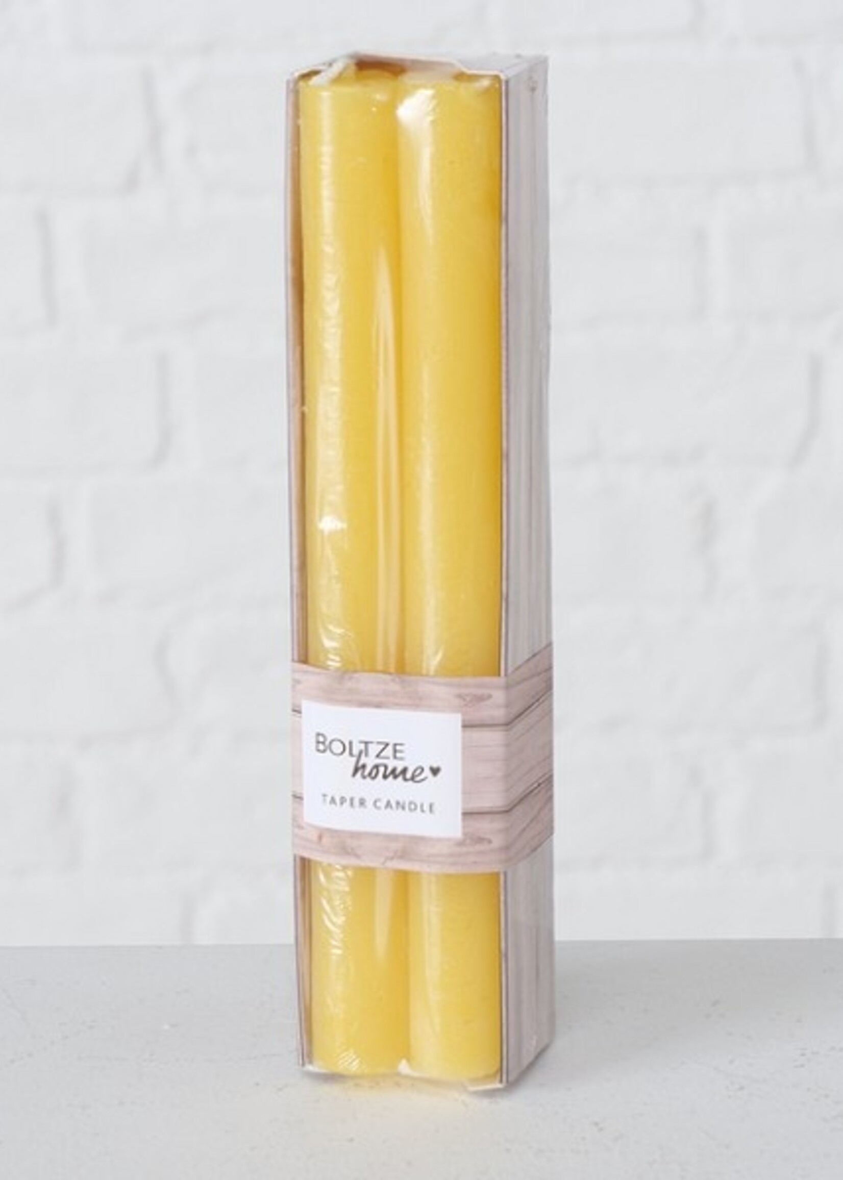 Boltze Home tafelkaars Melia 4-delig geel H20cm dia 2 cm