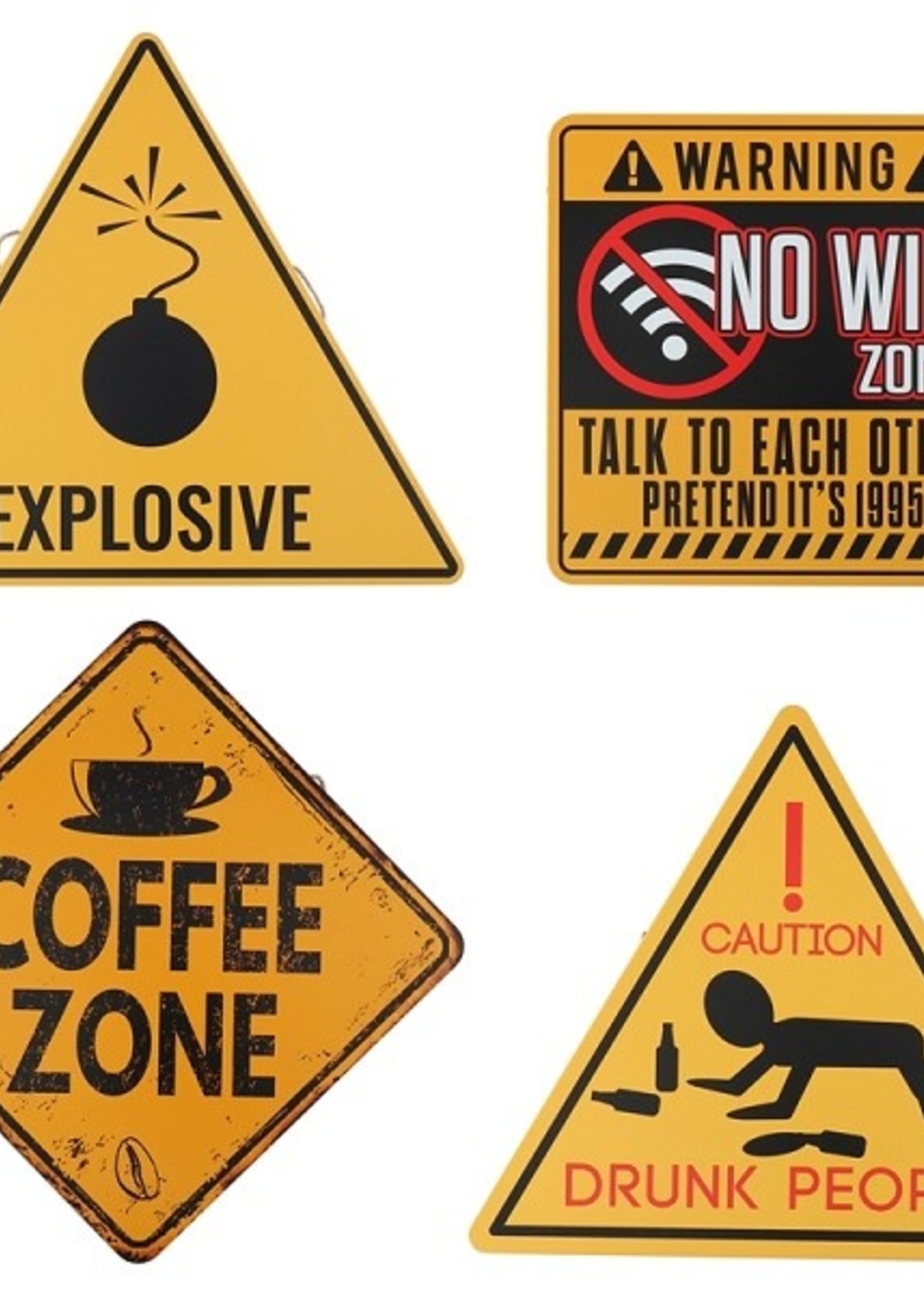 Tekstbord metaal 30x30x0,7cm geel