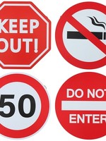 Tekstbord metaal Ø30x0,7cm rood