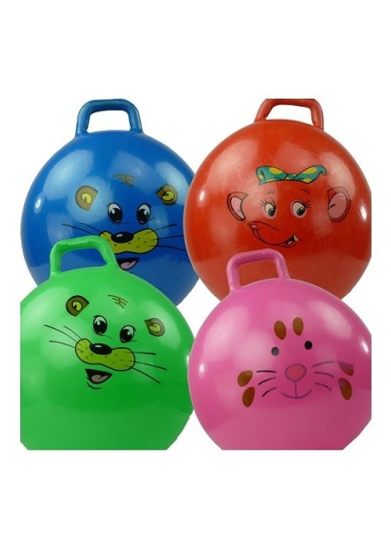 Skippybal 50cm met print. verkrijgbaar in de kleuren rood, groen, blauw en roze