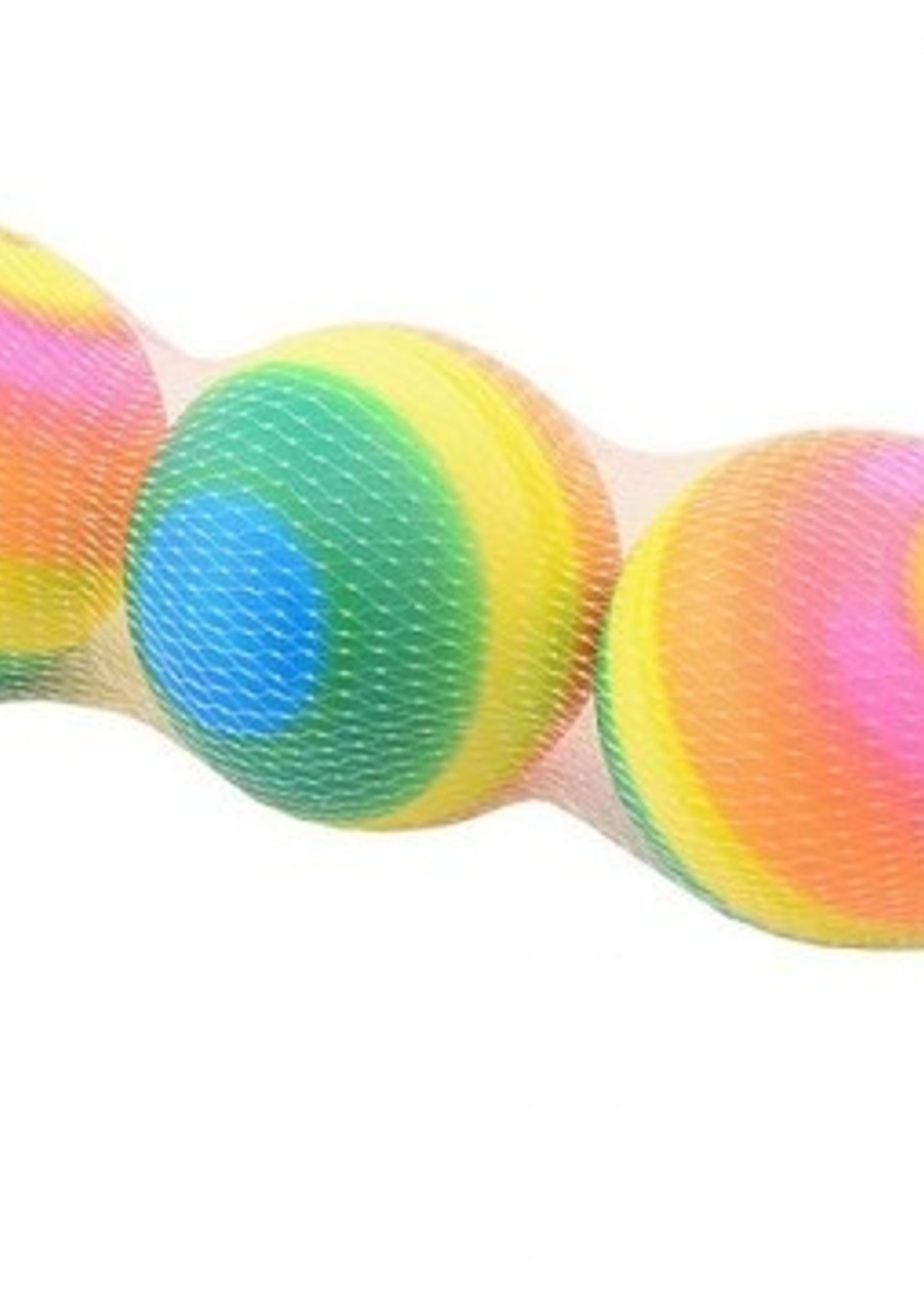 John Toy Regenboog ballen 3 stuks in net 8cm