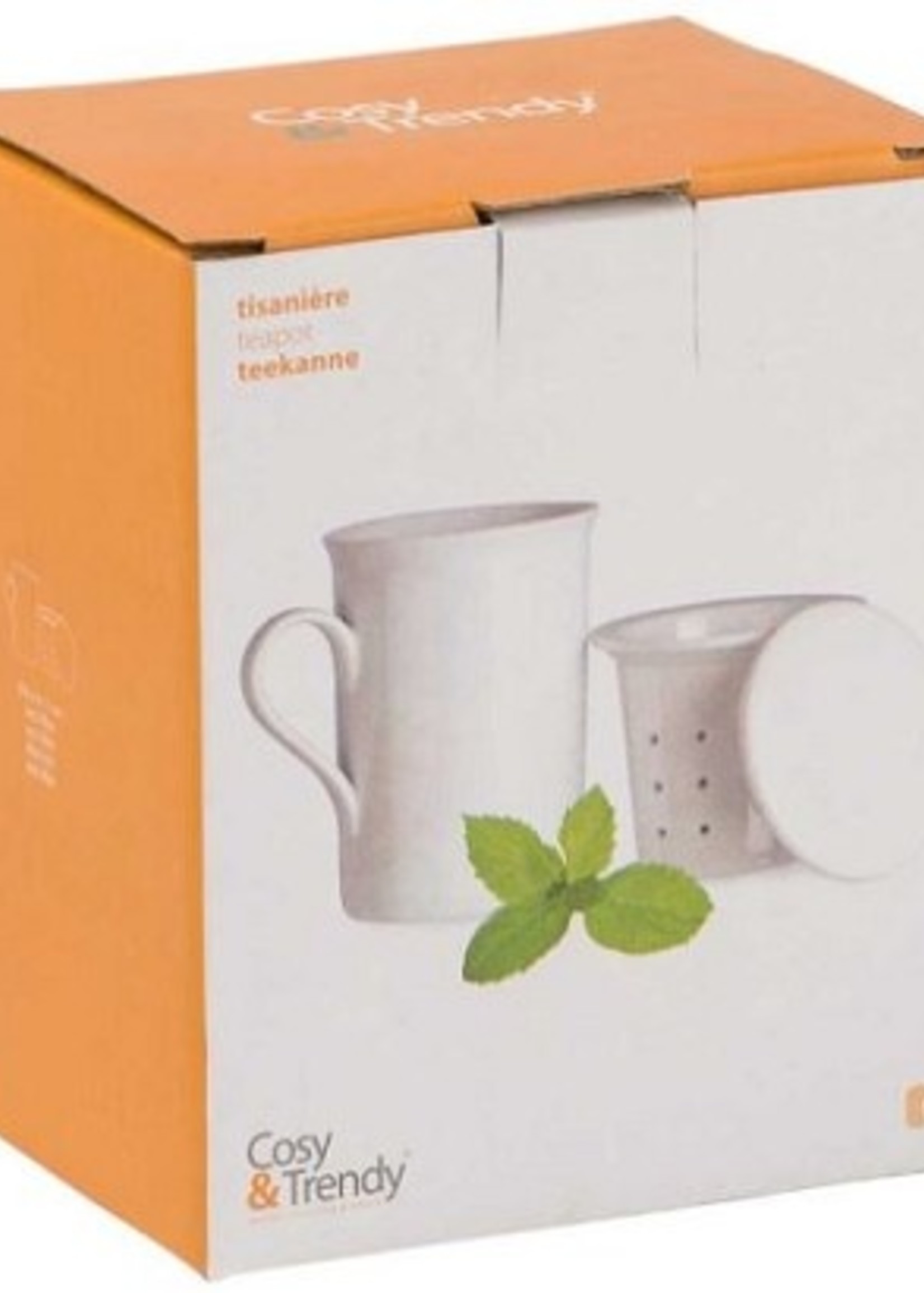 Cosy&Trendy Theekop porselein met filter en deksel Ø8x11cm wit