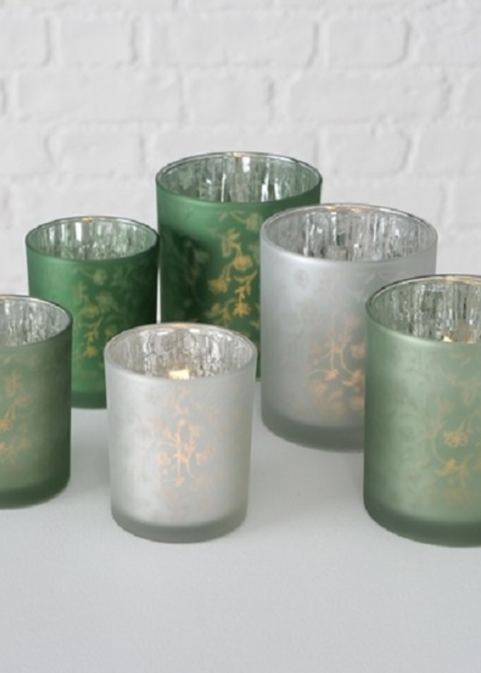 Boltze Home windlicht Silka 2-delig Ø7x8/Ø9x10cm glas