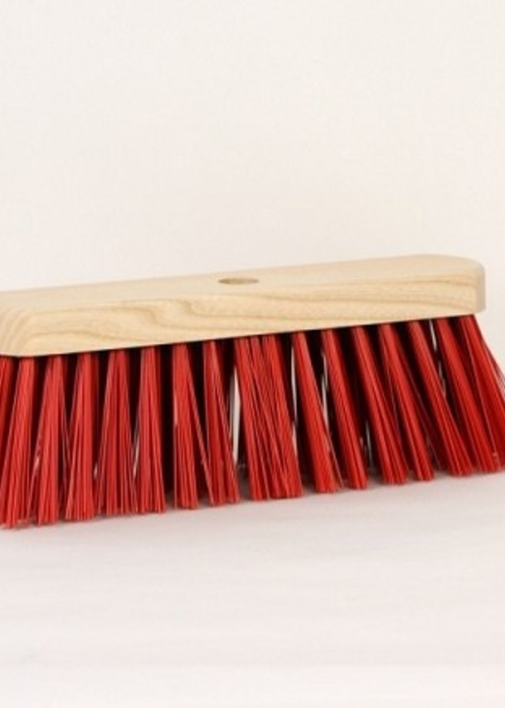 Straatbezem hout kunstvezel rood 29cm