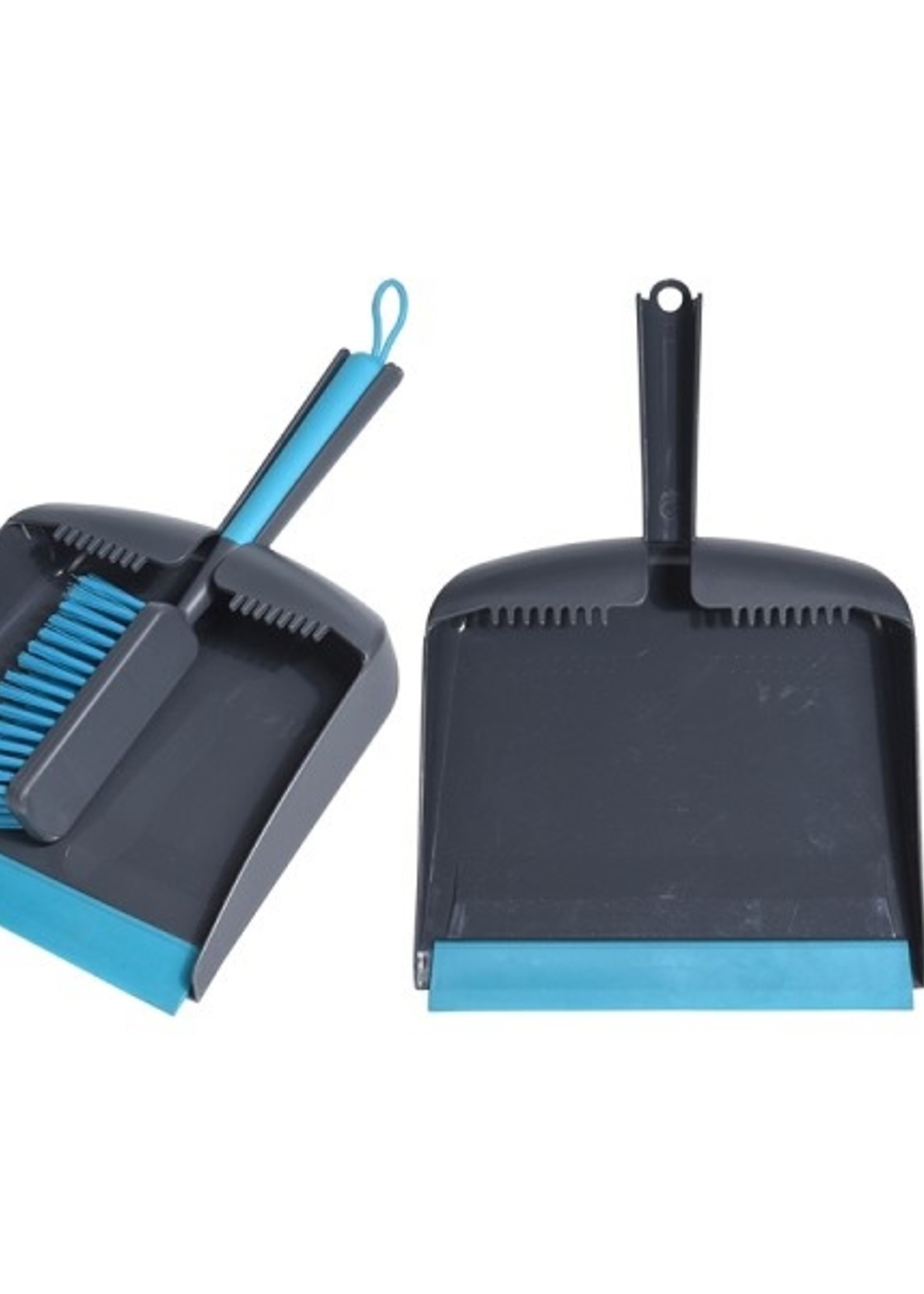 Stoffer en blik pp grijs en turquoise