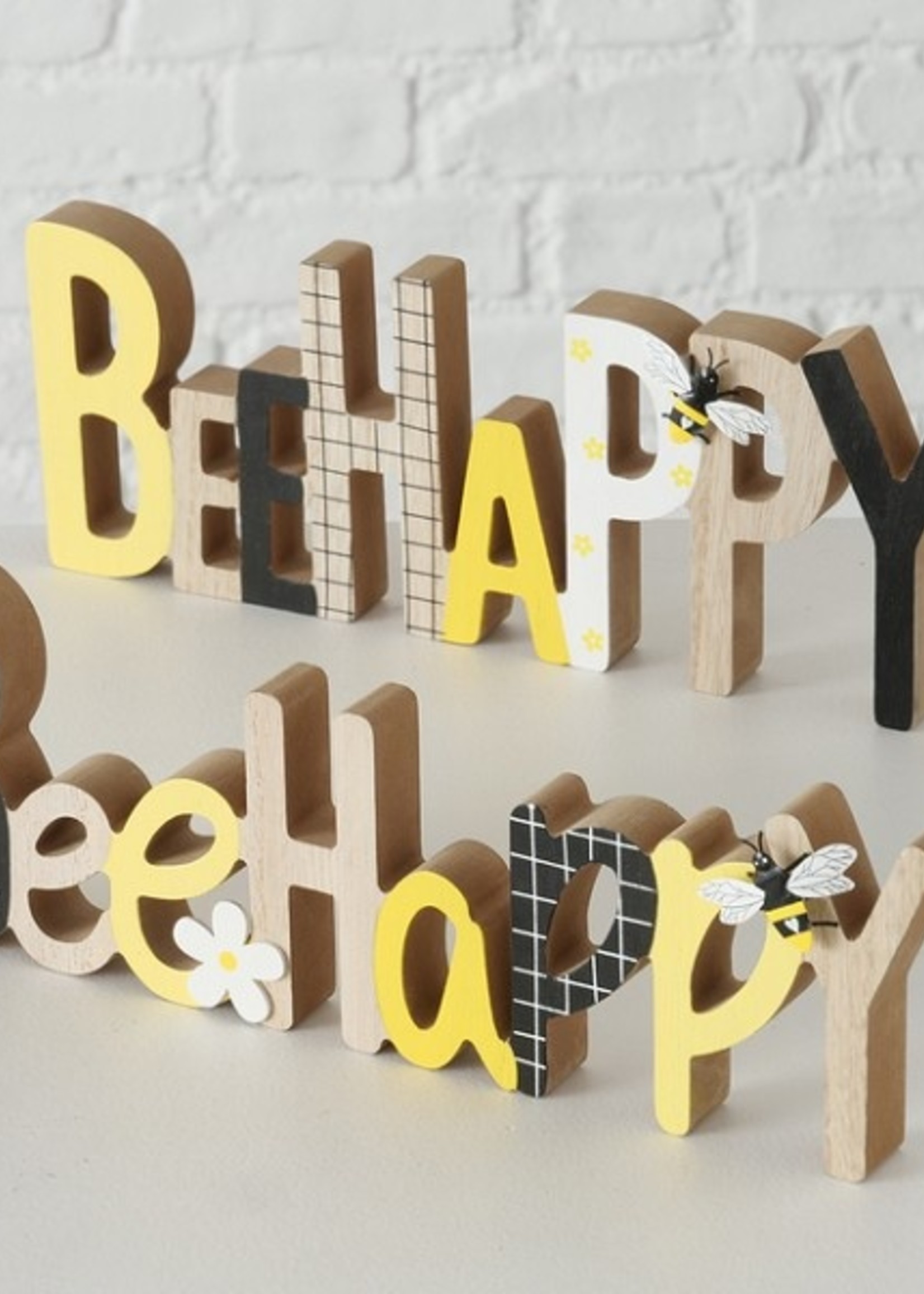 Boltze Home Houten letters Be Happy of Bee Happy L30cm