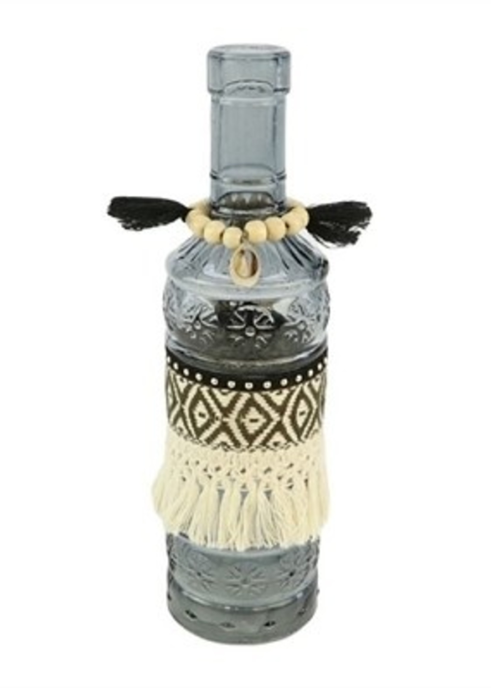 Fles Boheme glas Ø6xh20cm grijs