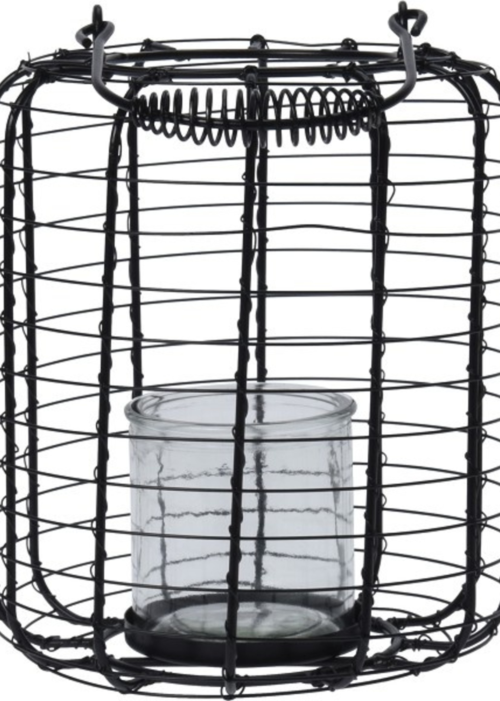 Lantaarn zwart metaal Ø18,5x24cm inclusief glas