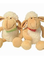 Pluche schaap soft met sjaaltje groen of rood 25cm