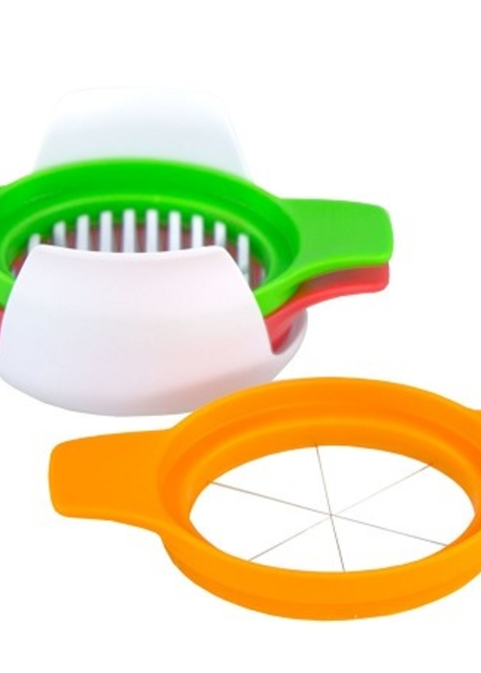 Eiersnijder 4 delig, houder met 3 partjessnijders