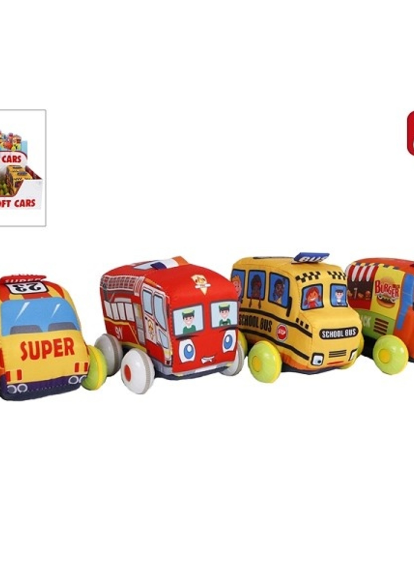 Mini Club stoffen soft voertuig pull back 4ass 11cm