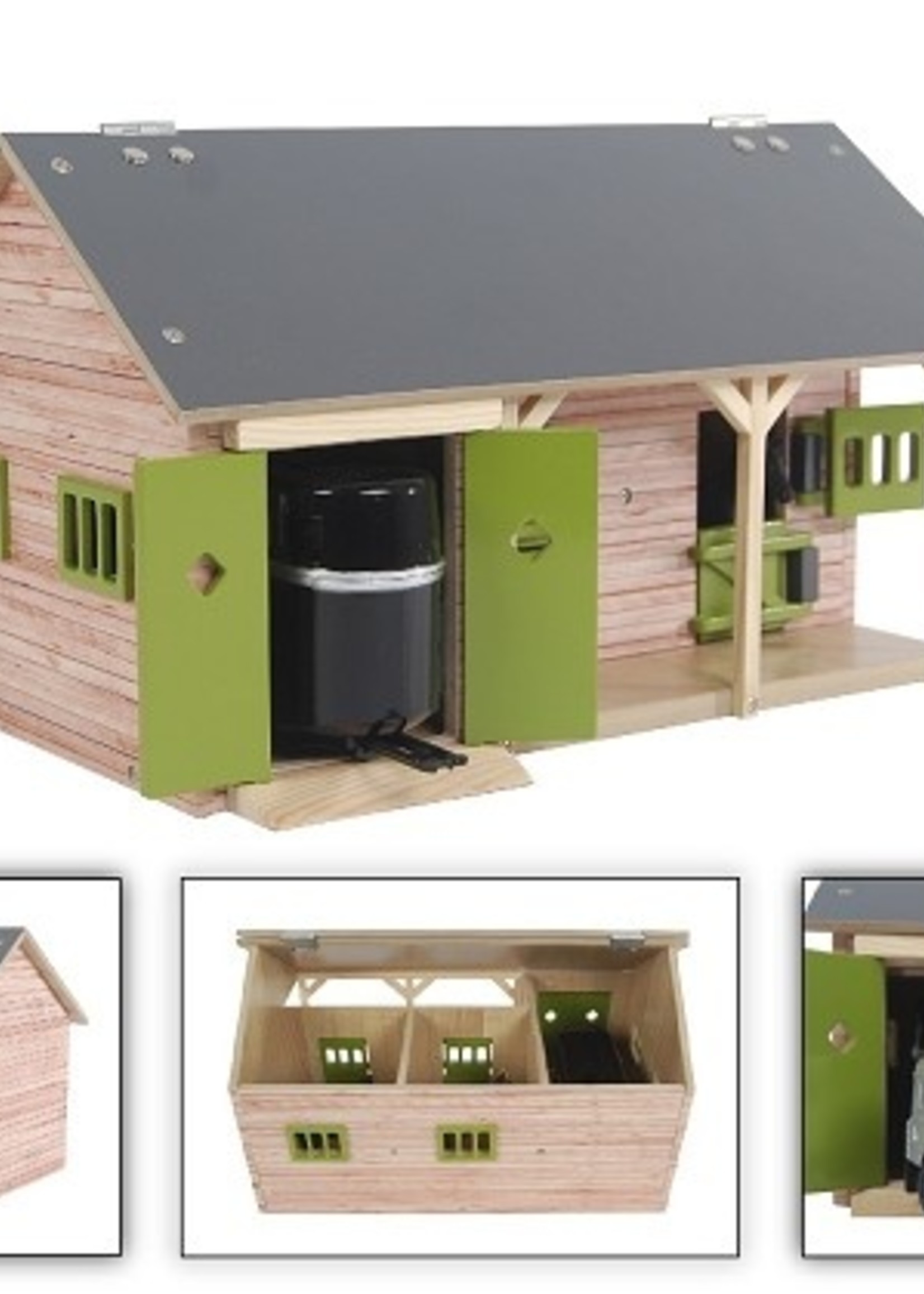 Kids Globe paardenstal met 2 boxen en berging 1:32 34x22x19cm