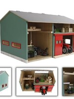 Kids Globe werkplaats met berging en rode deuren 1:32 41x54x32cm