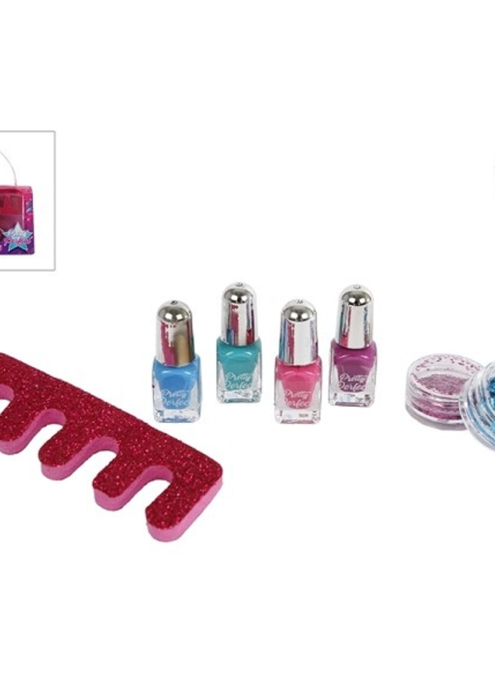 Pretty Perfect nagellakset 6-delig met glitters en tenenspreider