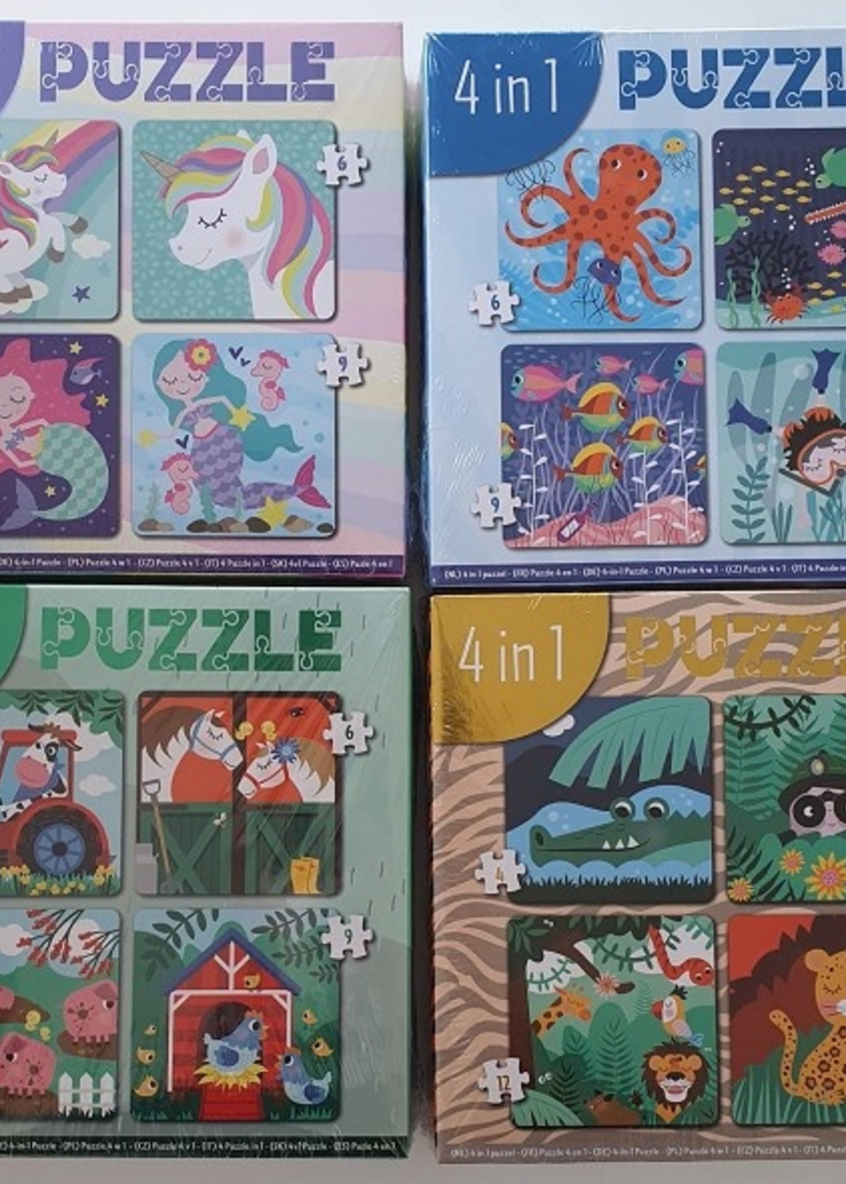 4-in-1 puzzel (4/6/9/12 stukjes)