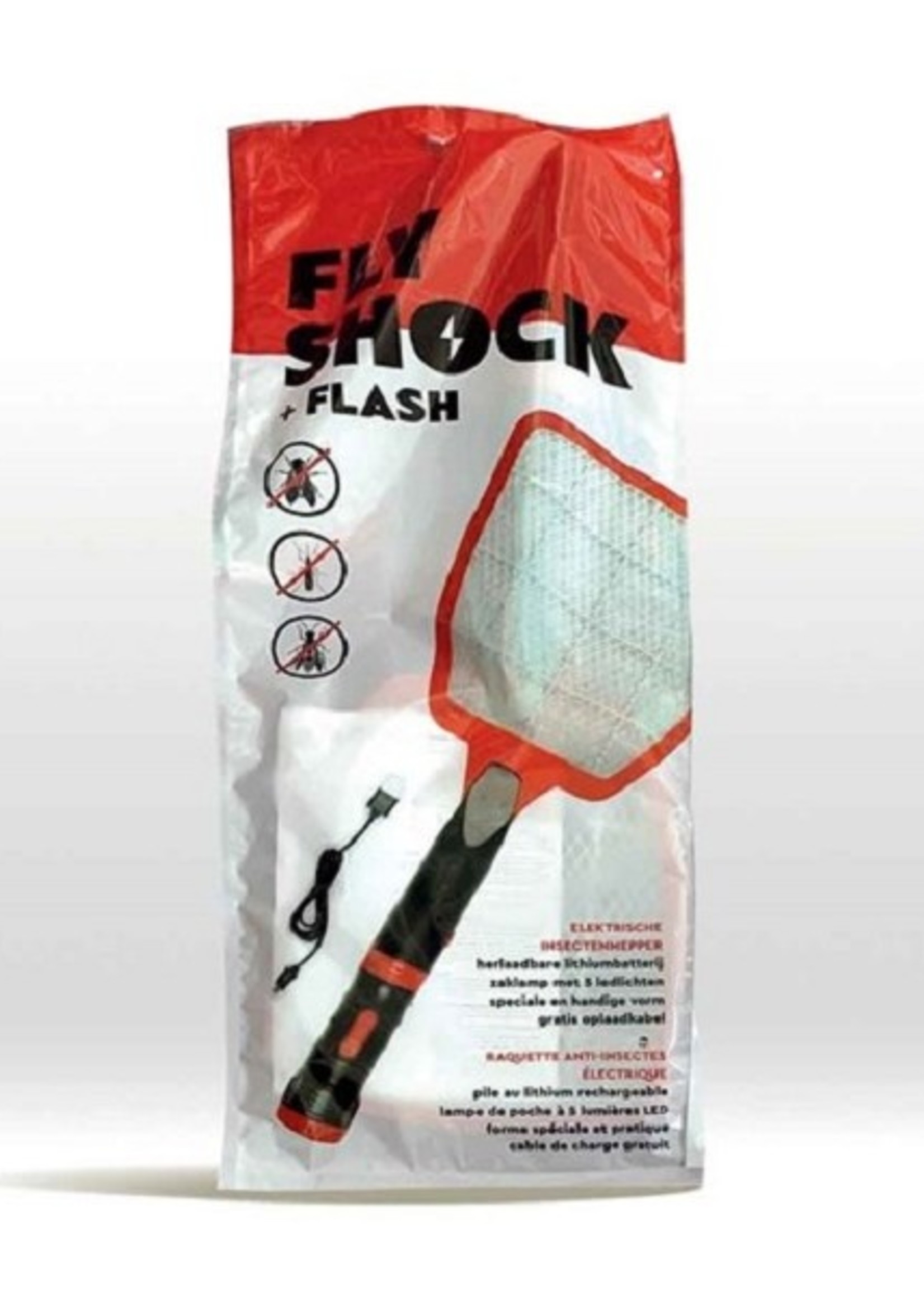 Fly shock elektrische vliegenmepper oplaadbaar met zaklamp 5xLED