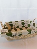 Mand rechthoek met stof fruitprint 26x20x8cm